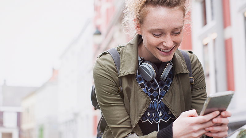 Woman checking phone